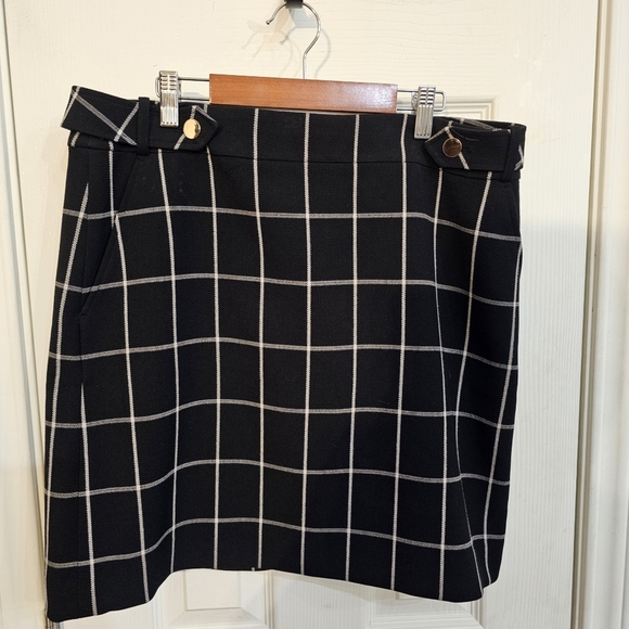 LOFT Black Skirt with White Grid Pattern - Picture 1 of 5
